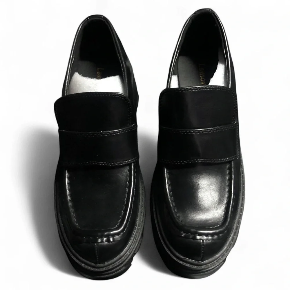 Dolls Kill Black Chunky Platform Loafers 7.5 - Picture 2 of 4